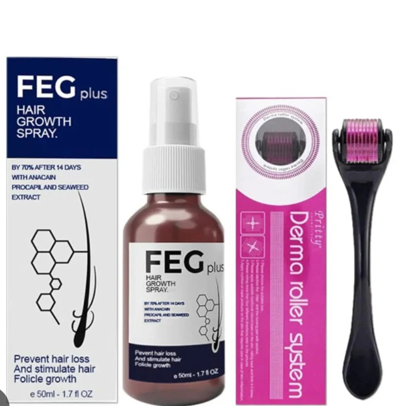 FEG Minoxidil Beard & Hair Growth Serum Kit with Roller